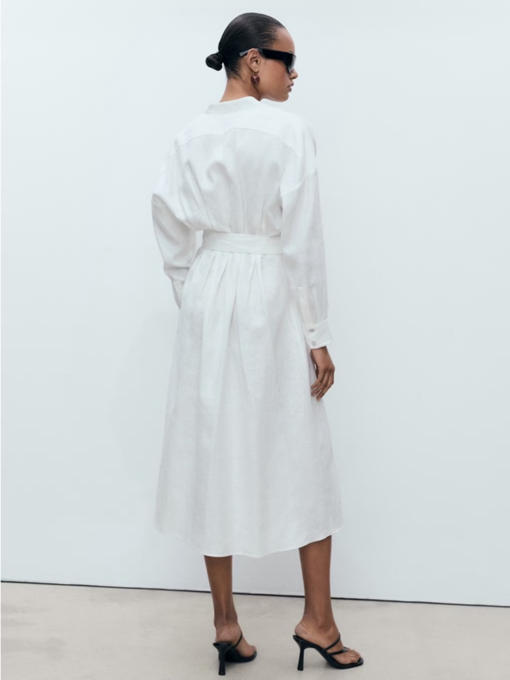 MANGO 100% LINEN SHIRT DRESS WITH BELT - Picture 6 of 10